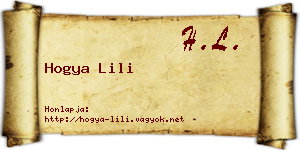 Hogya Lili névjegykártya